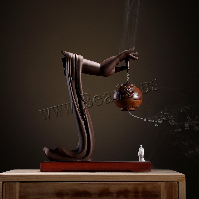Buddha Backflow Incense Burner Holder Buddha'S Hand Incense Sticks Wierook Waterfall Quemador De Incienso Ceramic Round Censer