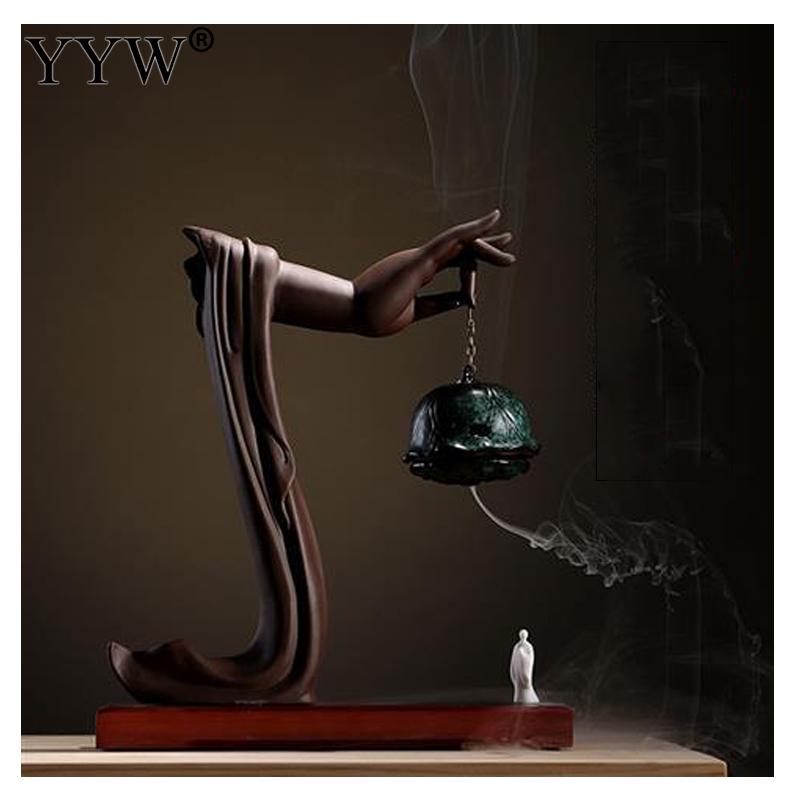 Buddha Backflow Incense Burner Holder Buddha'S Hand Incense Sticks Wierook Waterfall Quemador De Incienso Ceramic Round Censer