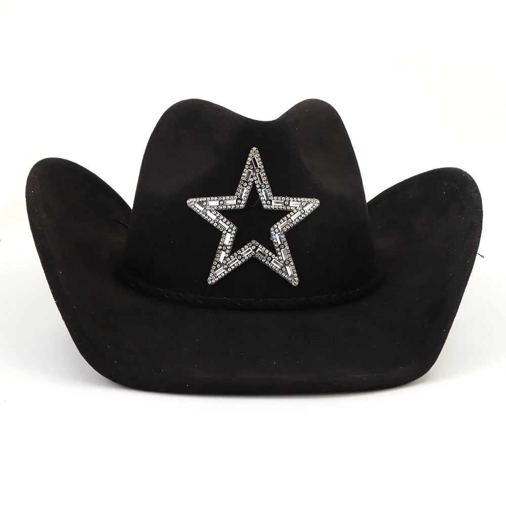 Classical Suede 10CM Large Brim Western Cowboy Fedora Hat For Women Men Church Jazz Hats Fashion Travel Party Hat 2023
