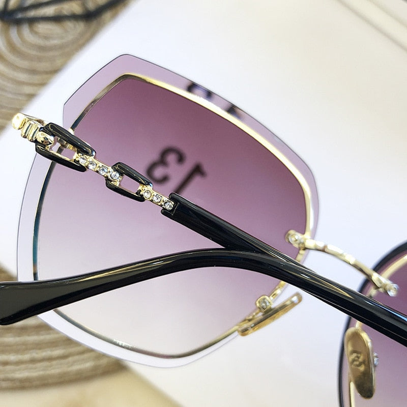 High Quality Rimless Square Sunglasses Women 2022 Brand Designer Sun Glasses Vintage Shades Female Pink Eyewear Gafas De Sol