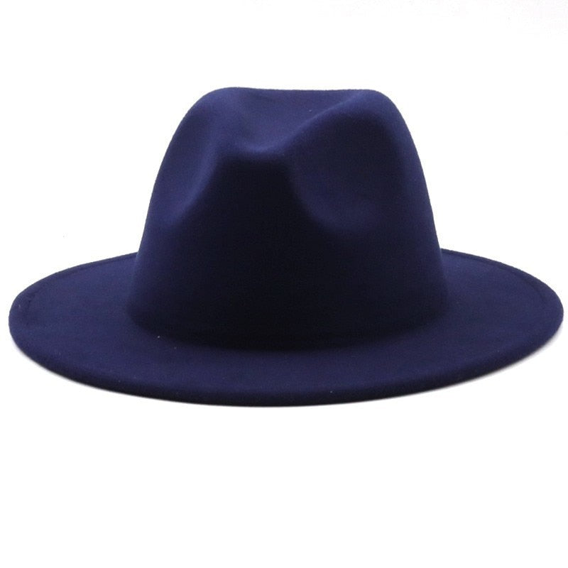 New British Style winter Child wool solid Classic fedoras cap Boy Girls panama jazz hat Big Wide Brim Big black Fedoras 52-54CM