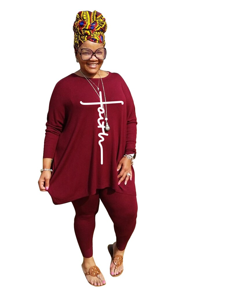 Plus Size Two Piece Set Women Clothing 2021 Crop Top Loog Sleeve Solid Pants Sets Fall Clothes Tracksuit Wholesale Dropshipping
