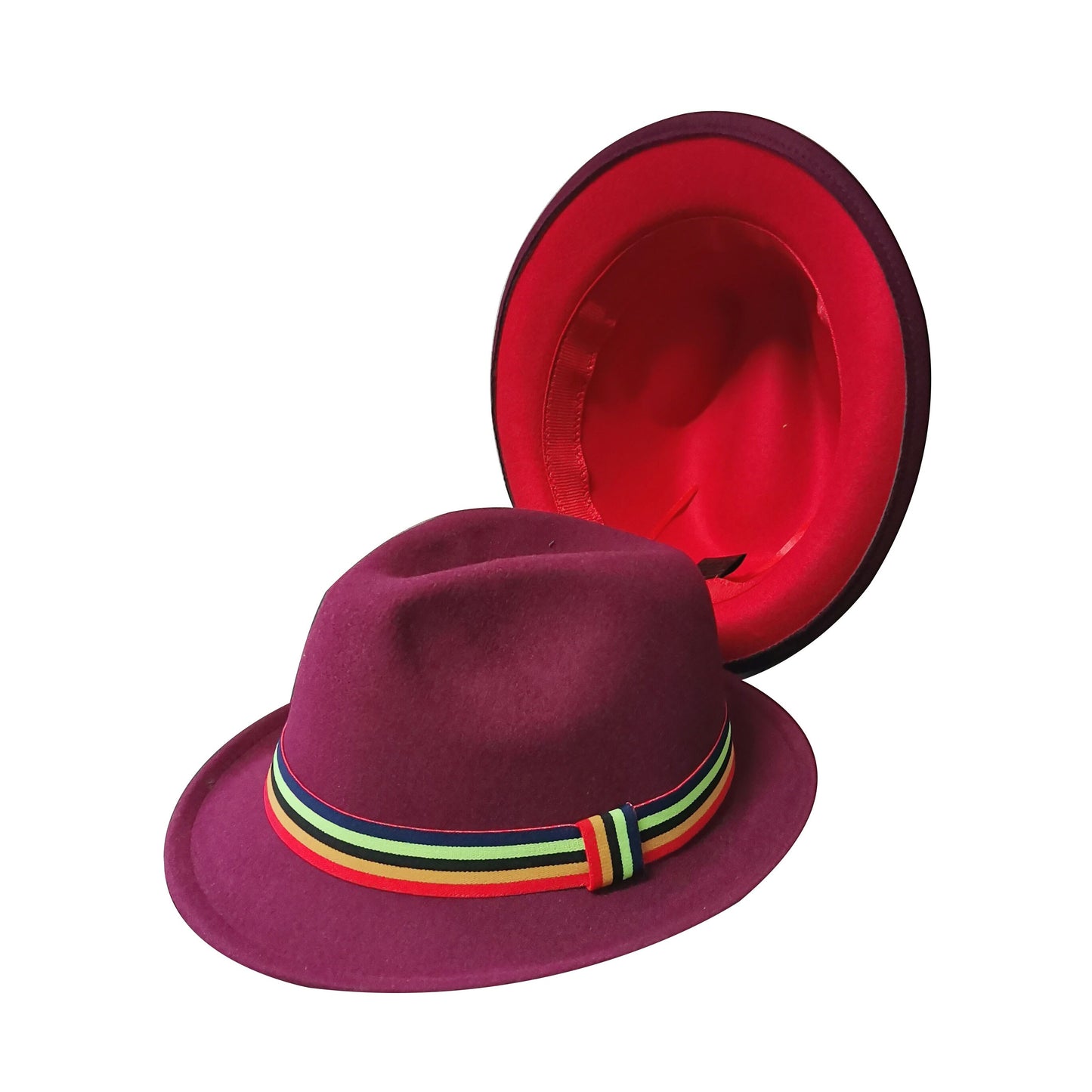 Two-color fedora hat 2021 new color curled edge unisex hat fedora hat felt hat purple red hat jazz winter hat кепка мужская