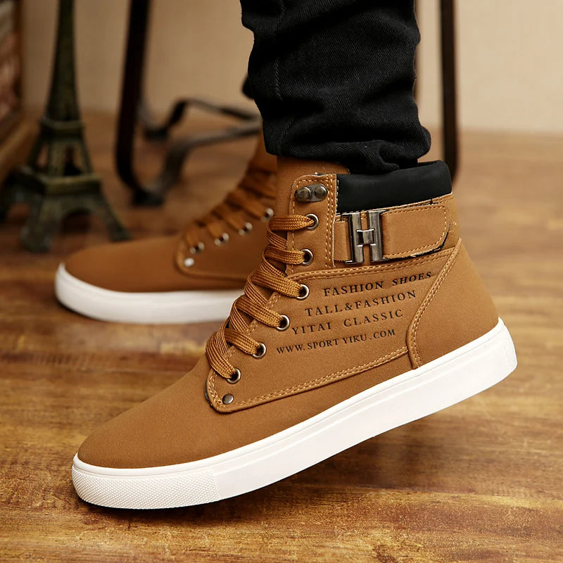 Men's Sneakers 2022 Autumn Winter Warm Matte Leather High Top Men's Shoes Large Size Size 47 Retro Casual Men's Boots Male