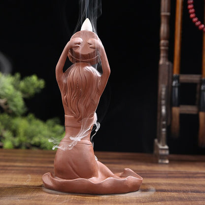 Waterfall Incense Burner Backflow Ceramic Incense Holder Incense Mermaid Backflow Incense Cones for Home Decor Office Ornaments