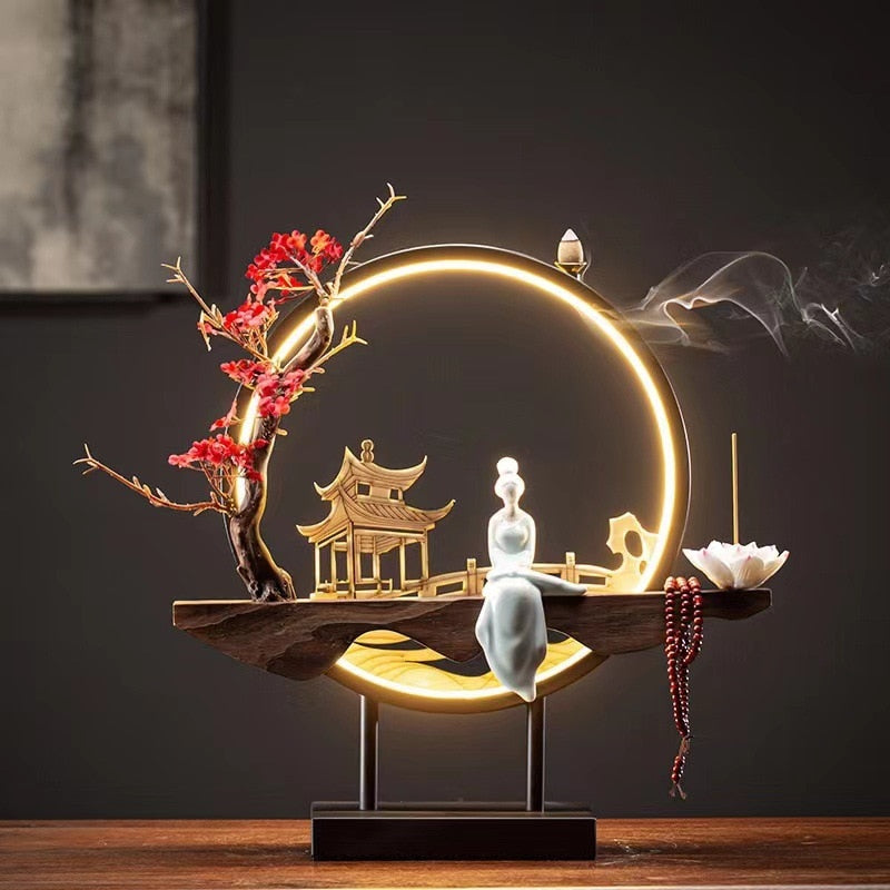 Waterfall Backflow Incense Burner Ladies Incense Stick Holder Buddha Home Decoration Ceramic Burner Handmade Flower Censer