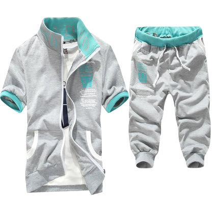 2023 Fashion Men Short Sleeve Tracksuit casual sporting suit hoodies and shorts M-XXL AYG276