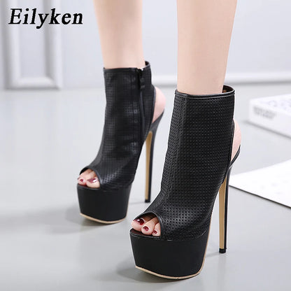 Eilyken Peep Toe Cut-outs Women Sandals Pumps Shoes Sexy Thin Heels Gladiator Sandals Women Plus size 35-40