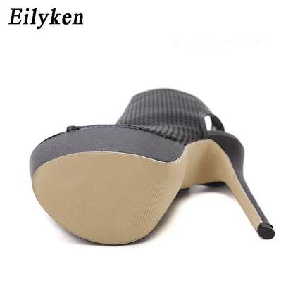 Eilyken Peep Toe Cut-outs Women Sandals Pumps Shoes Sexy Thin Heels Gladiator Sandals Women Plus size 35-40