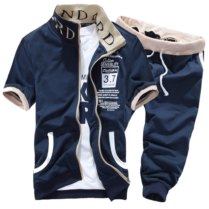 2023 Fashion Men Short Sleeve Tracksuit casual sporting suit hoodies and shorts M-XXL AYG276