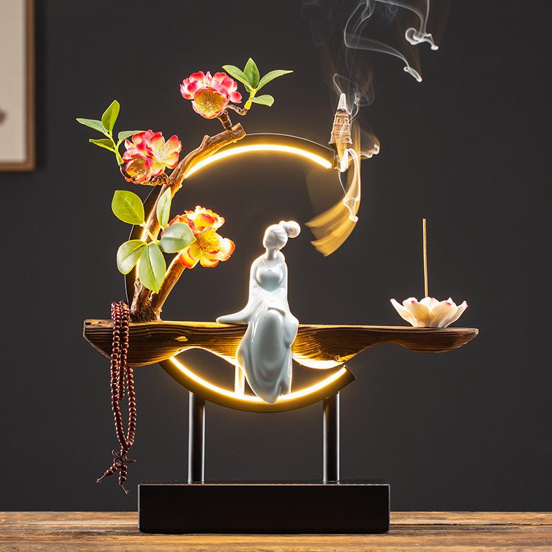 Waterfall Backflow Incense Burner Ladies Incense Stick Holder Buddha Home Decoration Ceramic Burner Handmade Flower Censer