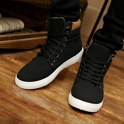 Men's Sneakers 2022 Autumn Winter Warm Matte Leather High Top Men's Shoes Large Size Size 47 Retro Casual Men's Boots Male