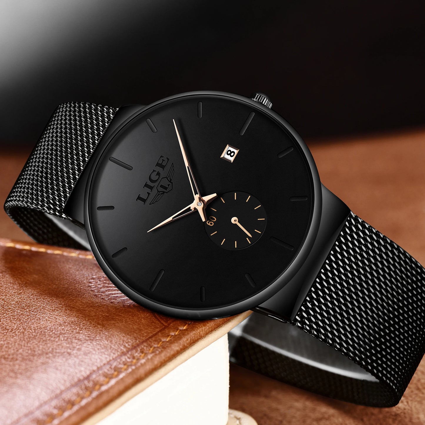 LIGE 2022 Fashion Mens Watches Top Brand Luxury Quartz Watch Men Casual Slim Mesh Steel Waterproof Sport Watch Relogio Masculino