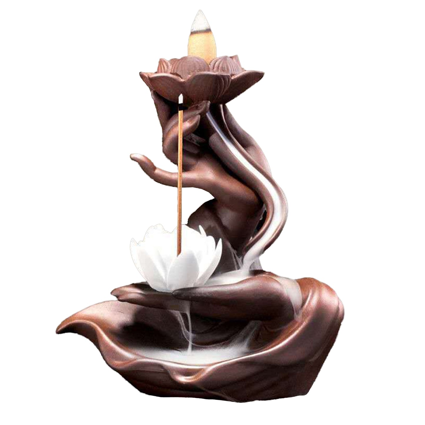 Stress Relief Fragrance Backflow Incense Burner Waterfall Smoke Gift Easy Clean Ornament Fountain Stick Holder Home Decor Indoor