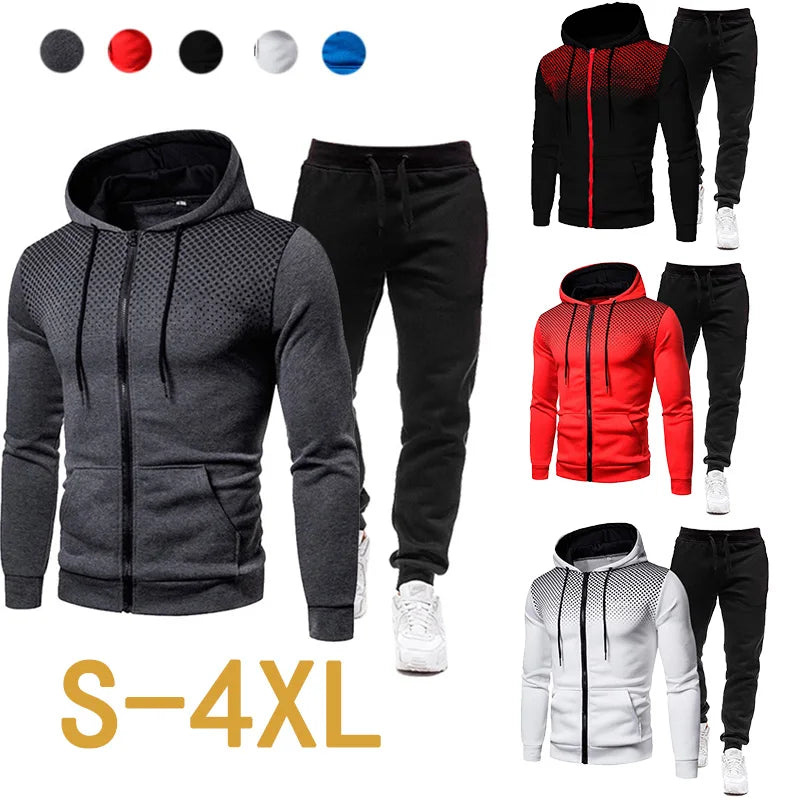 Men's Casual Tracksuit Spring Autumn Fashion Men Jacket and Sweatpants Two Pieces Sets Sportswear Plus Size Clothing for Male