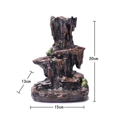 Mountains River Waterfall Incense Burner Fountain Backflow Aroma Smoke Censer Holder Office Home Unique Crafts+100 Incense Cones