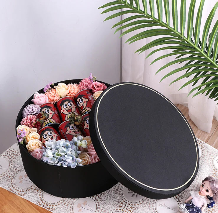 Hug Bucket Round Flower Paper Box Soap Flower Packing Set Fresh Flower Gift Box Hat Box Party Wedding Gift Storage Box Florist S