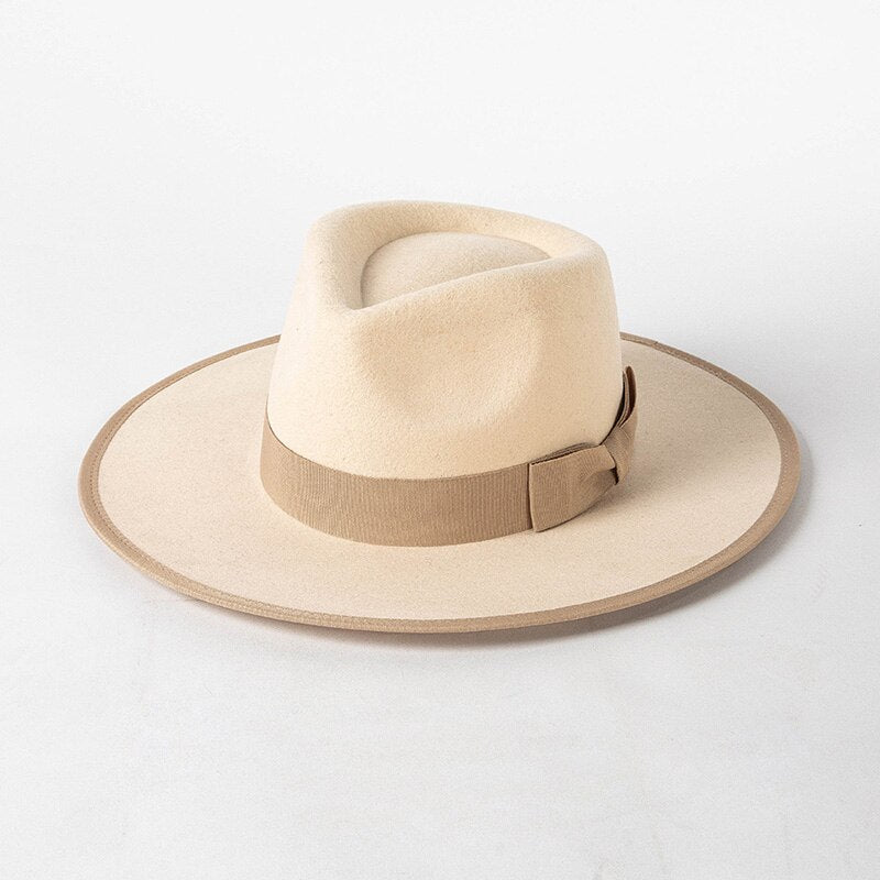 2022 White Wedding Hat For Women Bow 100% Wool Fedora Hat Luxury Designer Church Hats Ladies Eelegant Vintage Pink Hat Chapeau