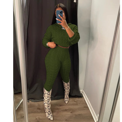 Knitwears Two Piece Set Winter Knitted Sweaters For Women Pullovers Crop Top 2022 Elegant Luxury Clothes Knit Tops 2 Piece Set