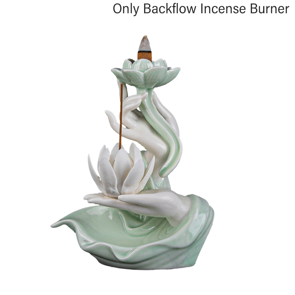 Stress Relief Fragrance Backflow Incense Burner Waterfall Smoke Gift Easy Clean Ornament Fountain Stick Holder Home Decor Indoor