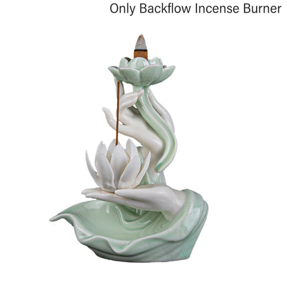 Stress Relief Fragrance Backflow Incense Burner Waterfall Smoke Gift Easy Clean Ornament Fountain Stick Holder Home Decor Indoor