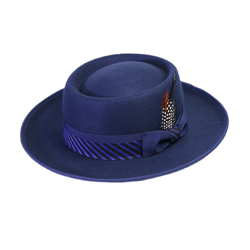 royal blue men fedora  wool hats lady hat felt church hat unisex  bowknot  jazz hat for men and women wholesale price cowboy hat