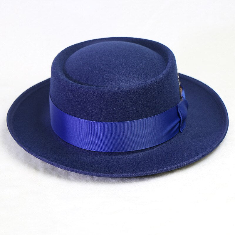 royal blue men fedora  wool hats lady hat felt church hat unisex  bowknot  jazz hat for men and women wholesale price cowboy hat