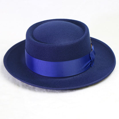 royal blue men fedora  wool hats lady hat felt church hat unisex  bowknot  jazz hat for men and women wholesale price cowboy hat