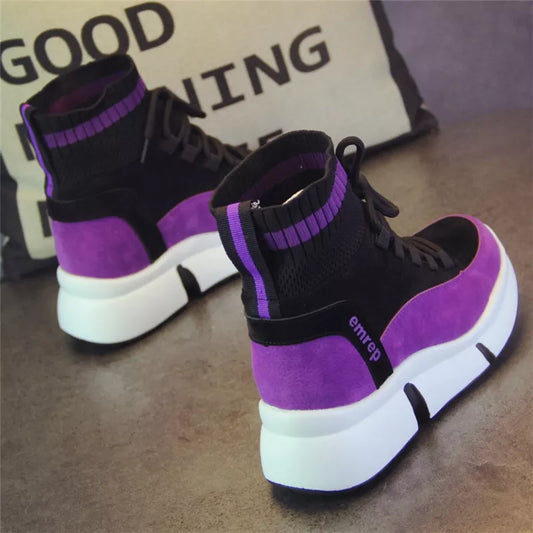 XJRHXJR Brand Shoes Women Designer Sneakers Casual Shoes 2023 High Top Women Flats Footwear Walking Shoes Vulcanized Shoes 40