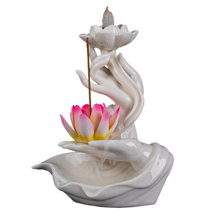 Stress Relief Fragrance Backflow Incense Burner Waterfall Smoke Gift Easy Clean Ornament Fountain Stick Holder Home Decor Indoor