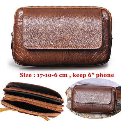 Fashion Quality Leather Small Summer Pouch Hook Design Waist Pack Bag Cigarette Case 6&quot; Phone Pouch Waist Belt Bag 1609