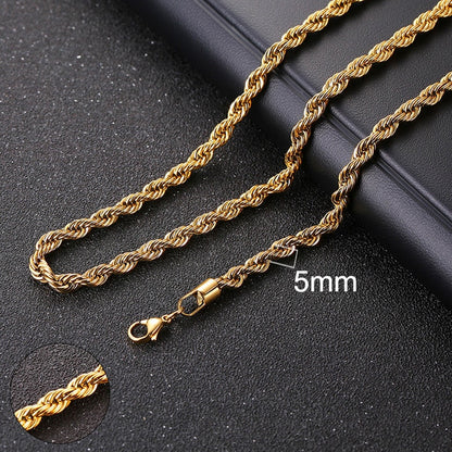 Vnox Cuban Chain Necklace for Men Women, Basic Punk Stainless Steel Curb Link Chain Chokers,Vintage Gold Tone Solid Metal Collar