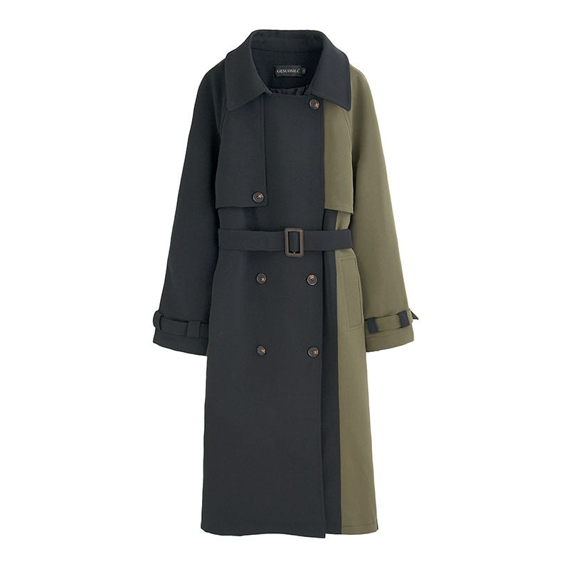 European American Top Quality Autumn spring Trench Coat women   Long Coat Simple Chic Classic Female Windbreaker FY112