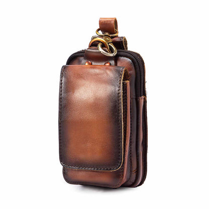 Fashion Quality Leather Small Summer Pouch Hook Design Waist Pack Bag Cigarette Case 6&quot; Phone Pouch Waist Belt Bag 1609