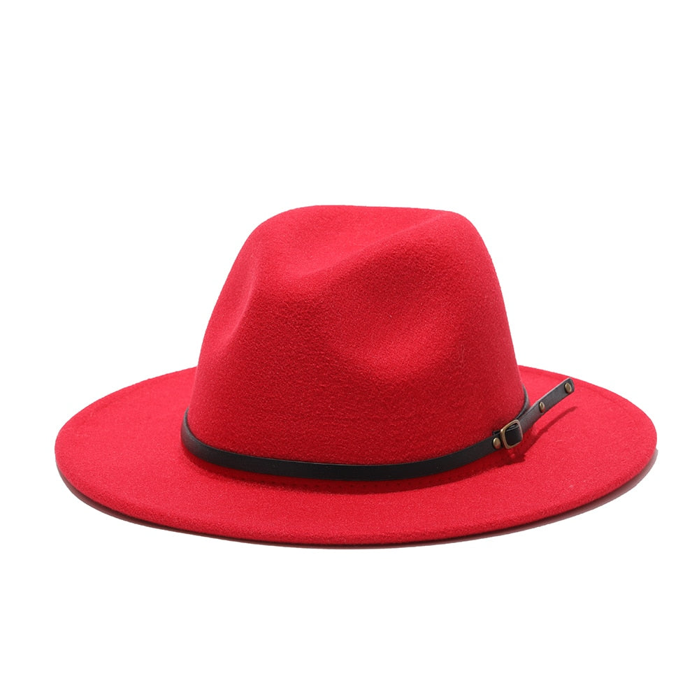 2020 winter fedora hats for women fashion Flat wide Brim Wool Felt Jazz Fedora Hats for men red goth top vintage wedding Hat cap