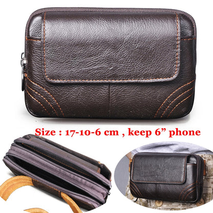 Fashion Quality Leather Small Summer Pouch Hook Design Waist Pack Bag Cigarette Case 6&quot; Phone Pouch Waist Belt Bag 1609