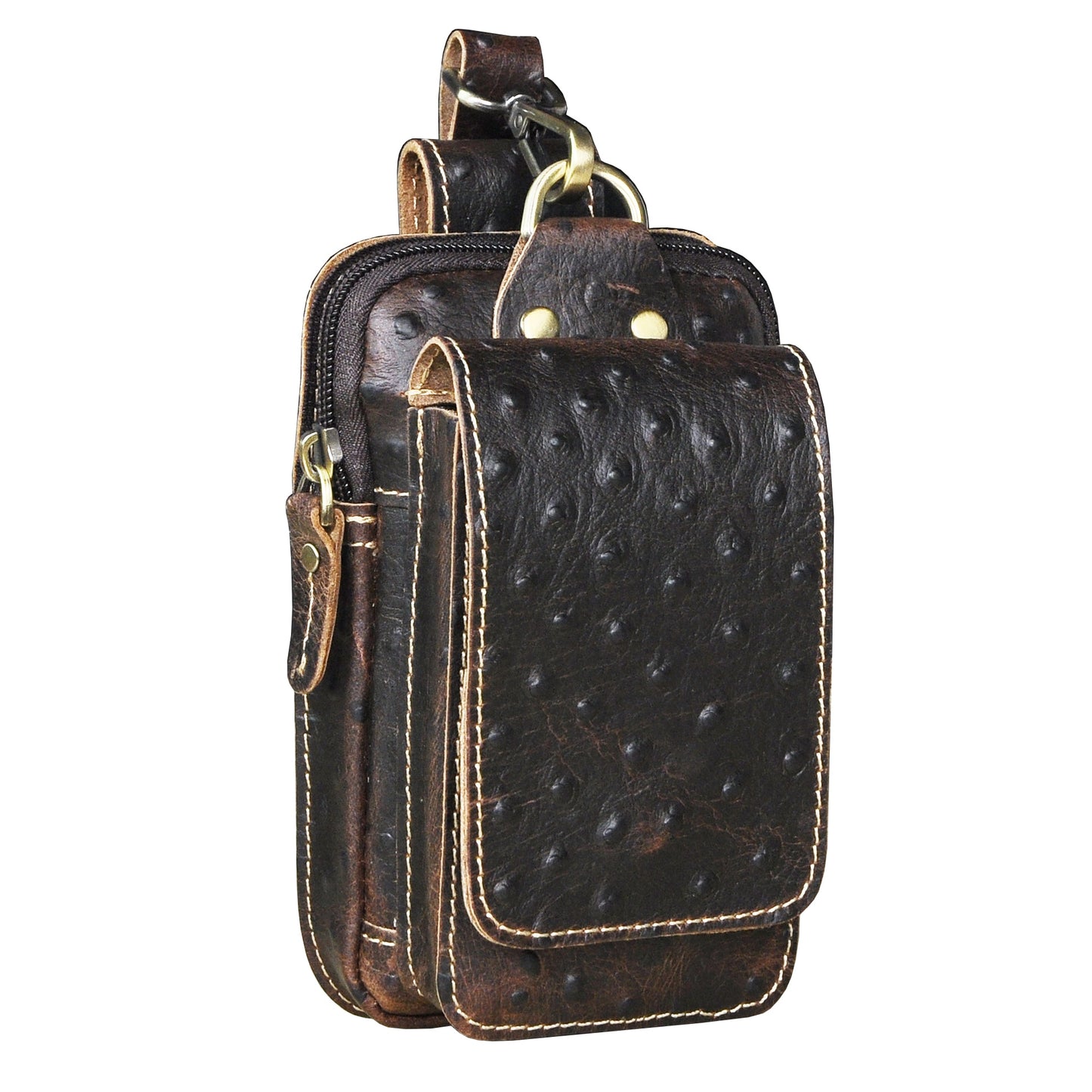 Fashion Quality Leather Small Summer Pouch Hook Design Waist Pack Bag Cigarette Case 6&quot; Phone Pouch Waist Belt Bag 1609