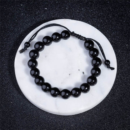 1pcs Adjustable Obsidian 10mm Stone Bracelet Healthcare Bracelet Weight Loss Bracelet Slimming Product Round Black Bracelet