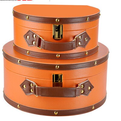 ORIGINAL ORANGE SEMI-CIRCLE PORTABLE JEWELRY BOX SUPER QUALITY PU LEATHER DUST-PROOF JEWELRY COLLECTION ORGANIZER STORAGE CASE