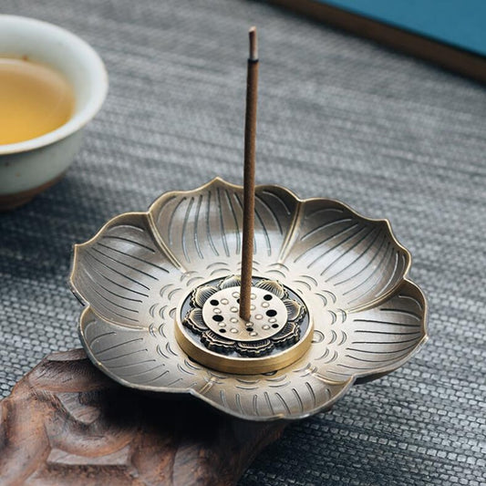 1Pc Mini Meditation Buddha Sandalwood Stick Holder Burner Round Dish Enamel Lotus Flower Catcher Plate Incense Holder Home Decor