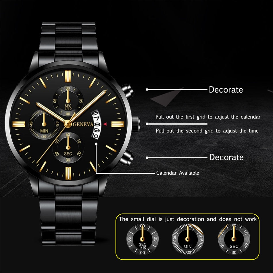 reloj hombre Fashion Men Stainless Steel Watch Luxury Calendar Quartz Wrist Watch Business Watches for Man Clock montre homme