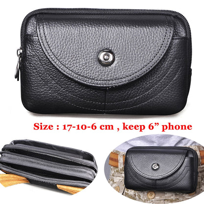 Fashion Quality Leather Small Summer Pouch Hook Design Waist Pack Bag Cigarette Case 6&quot; Phone Pouch Waist Belt Bag 1609