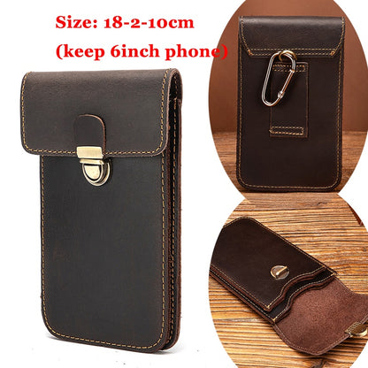 Fashion Quality Leather Small Summer Pouch Hook Design Waist Pack Bag Cigarette Case 6&quot; Phone Pouch Waist Belt Bag 1609