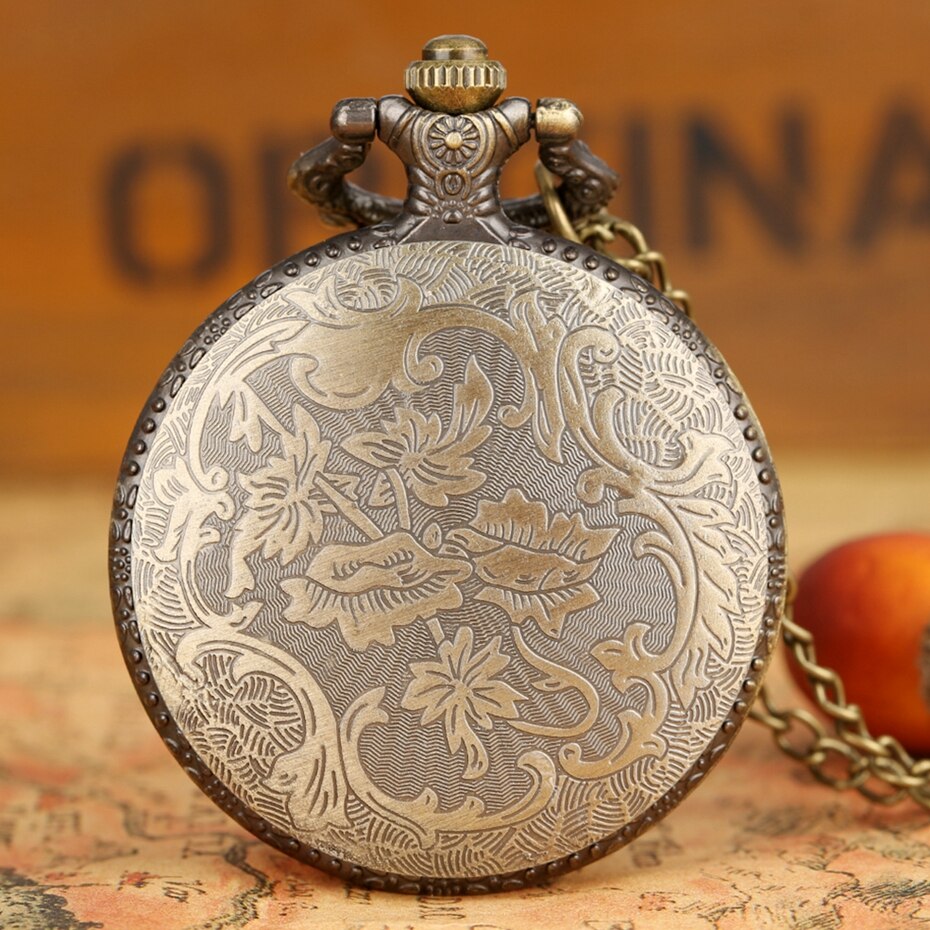 Hollow Life Tree Quartz Pocket Watch Immortal Necklace Chain Bronze Design Pendant Clock Old Vintage Fob reloj + Tree Accessory