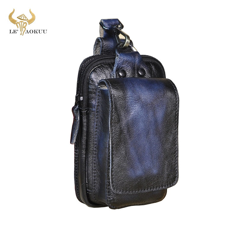 Fashion Quality Leather Small Summer Pouch Hook Design Waist Pack Bag Cigarette Case 6&quot; Phone Pouch Waist Belt Bag 1609