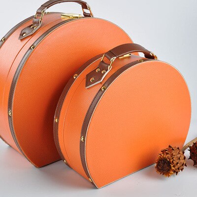 ORIGINAL ORANGE SEMI-CIRCLE PORTABLE JEWELRY BOX SUPER QUALITY PU LEATHER DUST-PROOF JEWELRY COLLECTION ORGANIZER STORAGE CASE