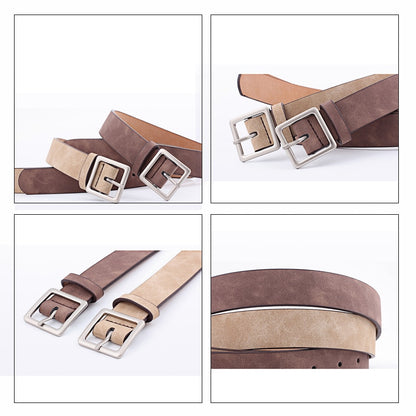 MaiKun Women Leather Belts for Jeans Luxury brand Designer Belts Female Square Metal Pin Buckle Belt