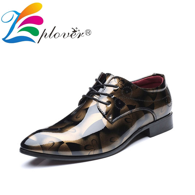 Fashion Patent Leather Men Dress Shoes For Men Pointed Toe Wedding Formal Shoes Luxury Brand Office Oxford Shoes Men Footwear