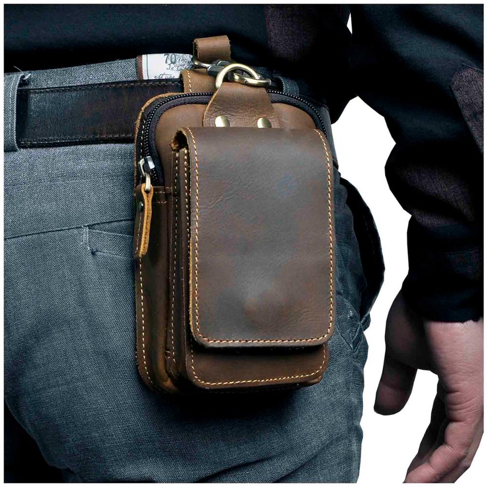 Fashion Quality Leather Small Summer Pouch Hook Design Waist Pack Bag Cigarette Case 6&quot; Phone Pouch Waist Belt Bag 1609