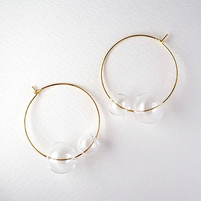 Original Design Vintage Dark Green Glass Ball Circle Dangle Long Earrings For Women 2020 Artsy Asymmetric Bubble Korean Earrings